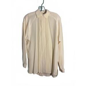 Vintage Betty Hanson Silk/Cream Pleated/Classic Women's Blouse Size 6